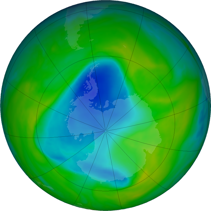 Antarctic ozone map for 27 November 2018